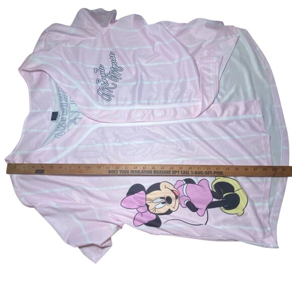 Disney Minnie Mouse Pink Button-Up Jersey Style Shirt 3X Casual Vacation Holiday - Picture 4 of 6